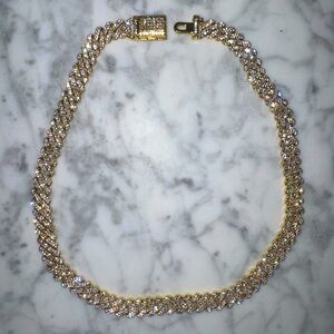 (SOLD) Gold Plated, Rhodium plated Iced Cuban Link Necklace 18 inches